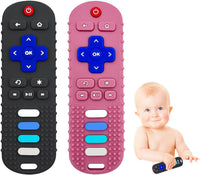 2-Pack Silicone Baby Teething Toys - gm RC-Black+Pink