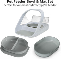 Bowl & Mat Set for Automatic Microchip Cat Pet Feeder - Grey Bowls / 2+1 Pack - image 2