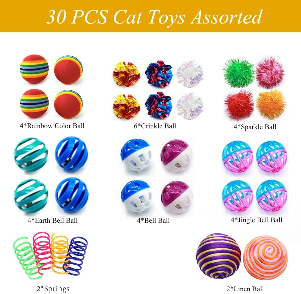 LASOCUHOO Cat Toys Kitten Assortment, Rainbow, Crinkle, Sparkle - image 2
