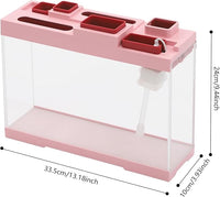 Modern Acrylic Betta Fish Tank Aquarium Kit with LED Lighting and USB Charging Ports 20 Gallon Small Fish Tank for Home Office Decor, Ideal for Living Rooms, bedrooms (Pink)