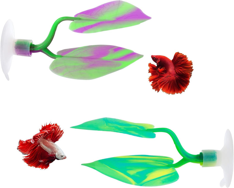 SLSON 2Pack Betta Bed Leaf Hammock Soft Silicone Leaf Pad for Betta