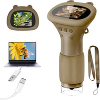 Microscope for Kids 1000X Handheld Digital Miniscope Stem Toys Gifts – Fun for Kids & Family - Brown