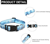 Mercano Adjustable Dog Collar - Special Design Patterns, Soft Nylon Comfortable Durable Pet Collar for Small Medium Large Dogs (M, Forest)