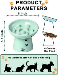 Y YHY Slow Feeder Cat Bowl, Ceramic Cat Slow Feeder Bowl - Green - image 3