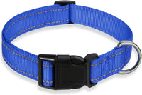 Reflective Dog Collar, Puppy Collar with Buckle Adjustable - Navy Blue / Small :Width 5/8",Neck 10-14"