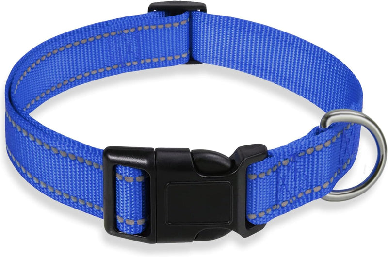 Reflective Dog Collar, Puppy Collar with Buckle Adjustable - Navy Blue / Small :Width 5/8",Neck 10-14"