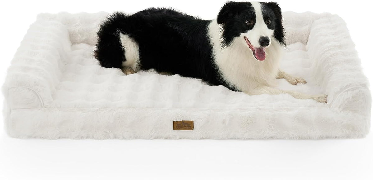 COZY KISS Orthopedic Large Dog Bed, Washable Pet Bed – Essentials for Dogs - XXL (48x32x8 inch) / Beige