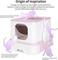 RIZZARI Foldable Cat Litter Box,Cat Box with Drawer, Large Capacity Litter Box with Lid, Top Opening Litter Pan for Small to Big Cats (Pink)