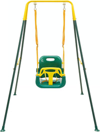 FUNLIO Toddler Swing with Foldable Metal Stand for Toddlers Aged 1~10 - Green