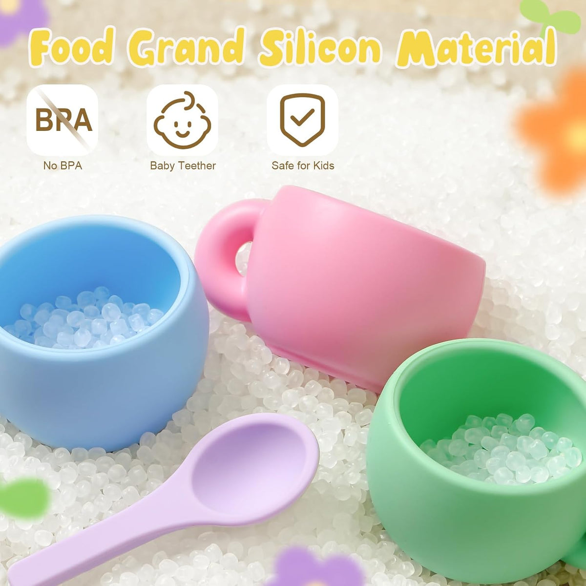 Golray 22-piece silicone tea set for toddlers with teapot, cups, desserts and storage box - view 3