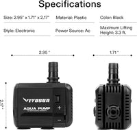 VIVOSUN 210GPH Submersible Fountain Water Pump for Pond - 6"×5"-210-2-pack - image 2