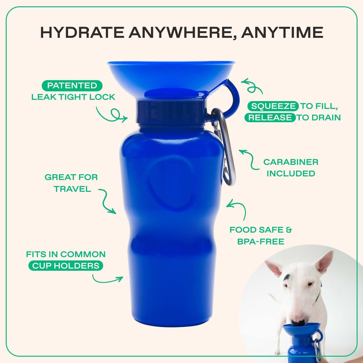 Springland 22oz Classic Portable Dog Water Bottle with Built-in Bowl - Indigo / 22oz Classic - image 3