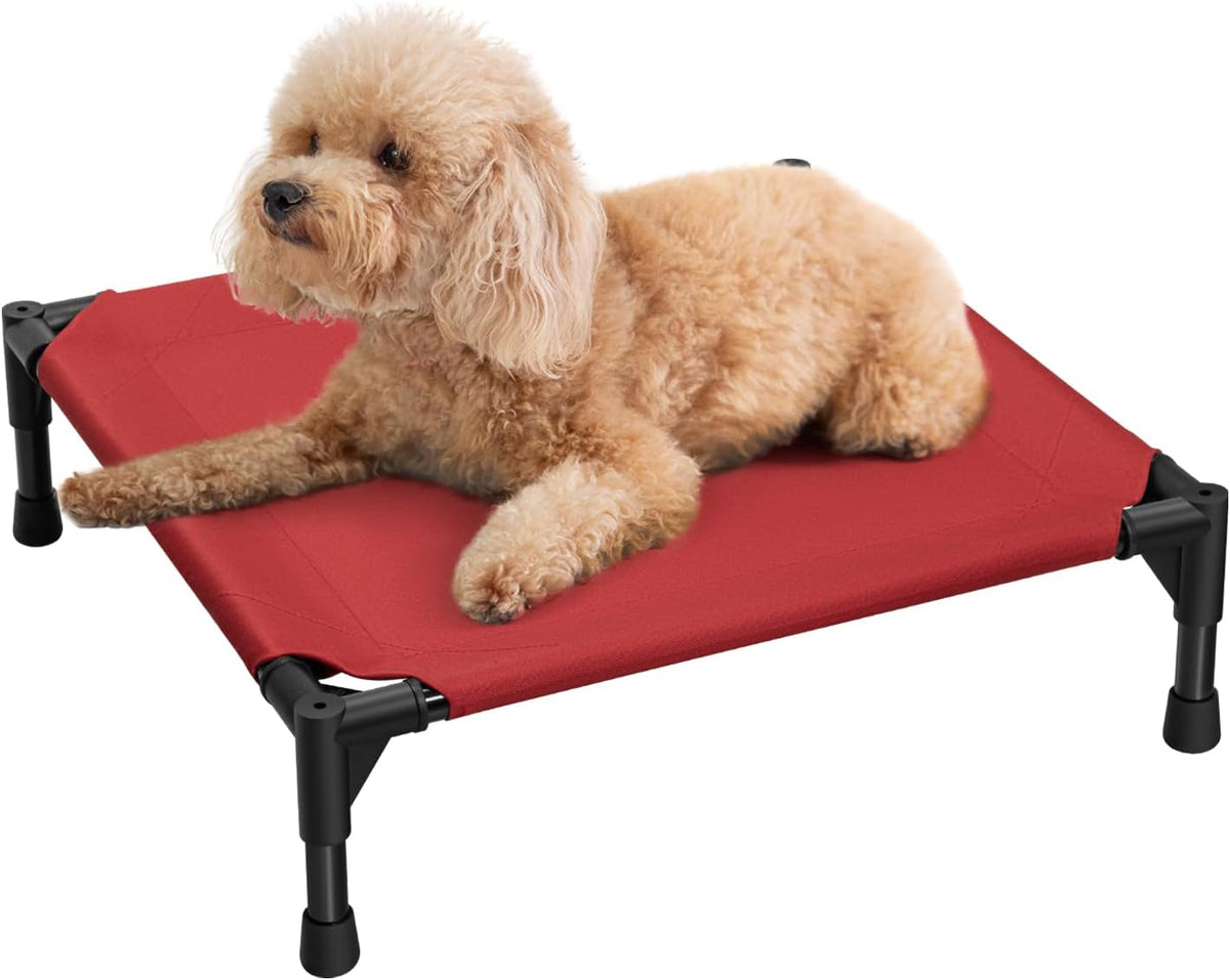 Love&go Elevated Dog Bed with Metal Frame - S - Red / Small-18.5x18.5x5.5 inch - image 2