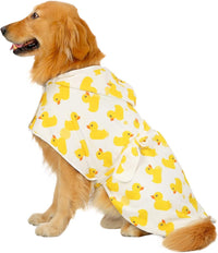 HDE Hooded Dog Bathrobe Quick Dry Towel Wrap for After Bath White - XX-Large / White Rubber Ducks