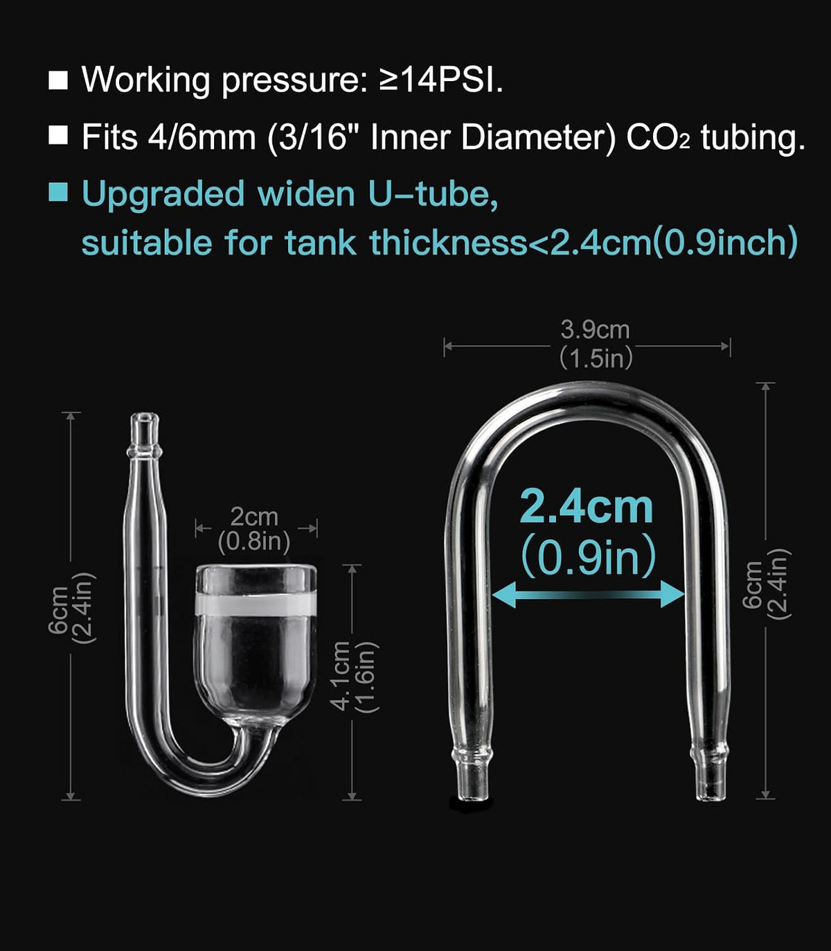 Aquarium Glass CO2 Diffuser Atomizer with U Tube Check Valve Suction - Premium version (and with U tube) - image 3