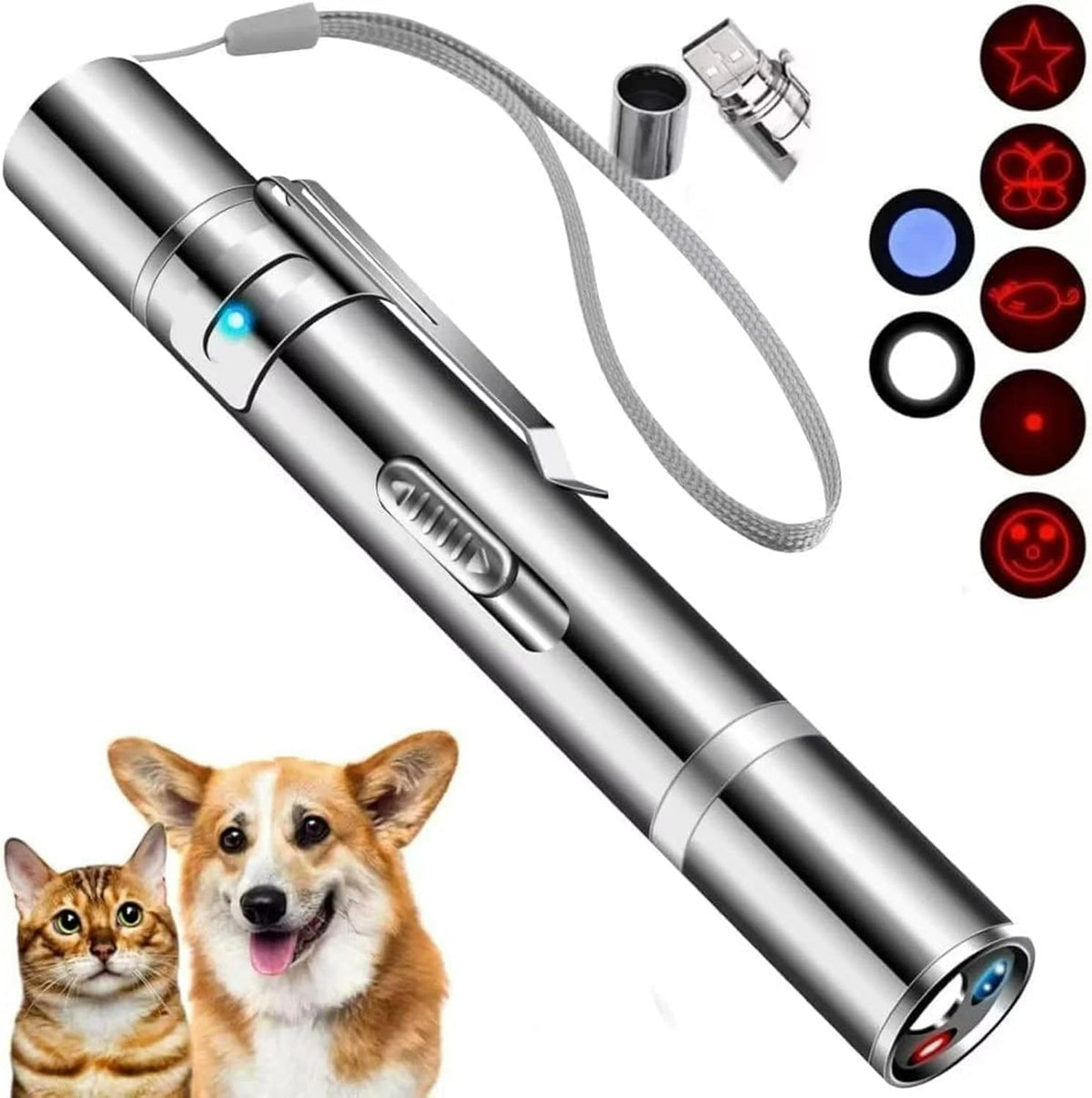 Cat Laser Pointer Toy, 3 Light Modes, 5 Fun Patterns - 1Pc