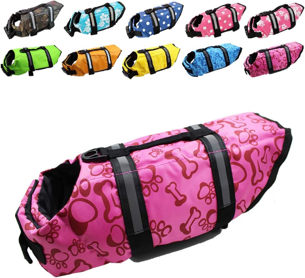 Dog Life Jacket Easy-Fit Adjustable Belt Pet Saver Swimming Safety - X-Small / Pink