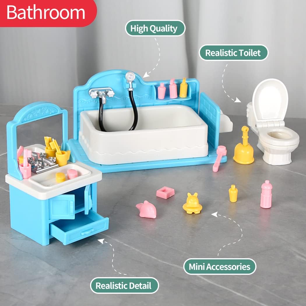 TAKIHON Dollhouse Furniture, Kitchen & Bathroom Toy Set - image 4