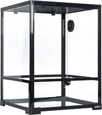 REPTI ZOO Reptile Glass Terrarium, 18" x 18" x 24" Knock-Down Reptile Habitat Tank with Double Hinge Door & Top Screen Ventilation and Side Mesh Ventilation, 30 Gallon Large Reptile Terrarium