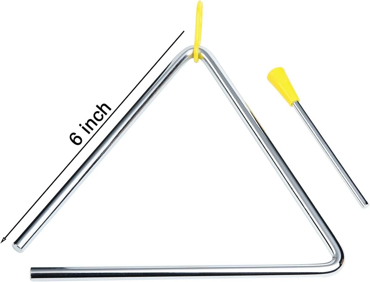 6 Inch Musical Steel Triangle Percussion Instrument With Striker – Fun for Kids & Family - 10 Packs(6 Inch) - image 2