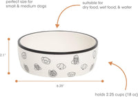 Pearhead Ceramic Dog Bowl, Woof Speckled Pet Food & Water Dish - Gray Dog Faces Bowl / Small - image 3
