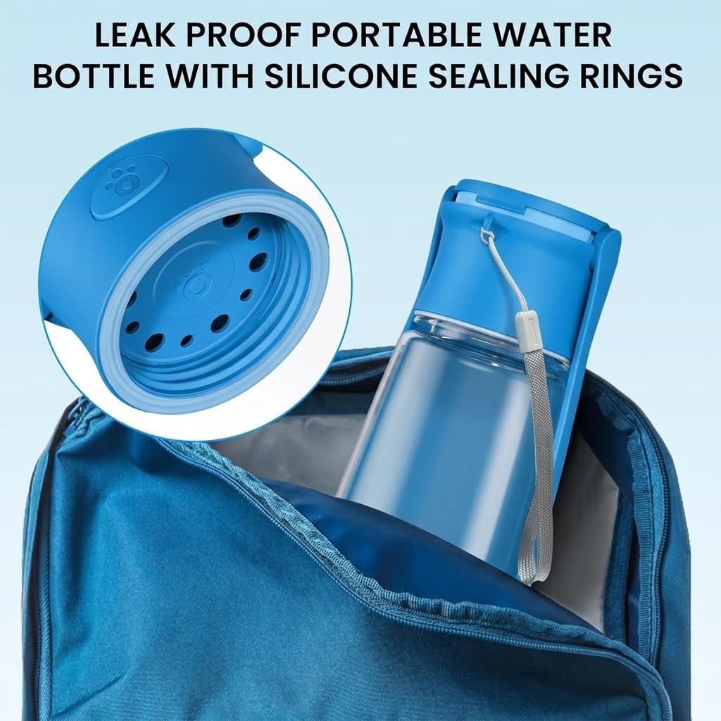 Portable Dog Water Bottle Dispenser [Leak Proof & Foldable] Dog - Dark Blue / 19OZ - image 3