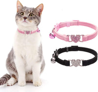 BINGPET Halloween Cat Collar Breakaway - Heart (Pink + Black)