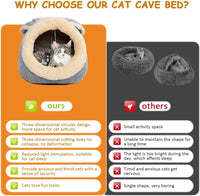 Cat Beds for Indoor Cats-Rabbit-Shaped Cat Cave Bed with Hanging Toy - Rabbite Gray / Rabbite / L - image 2