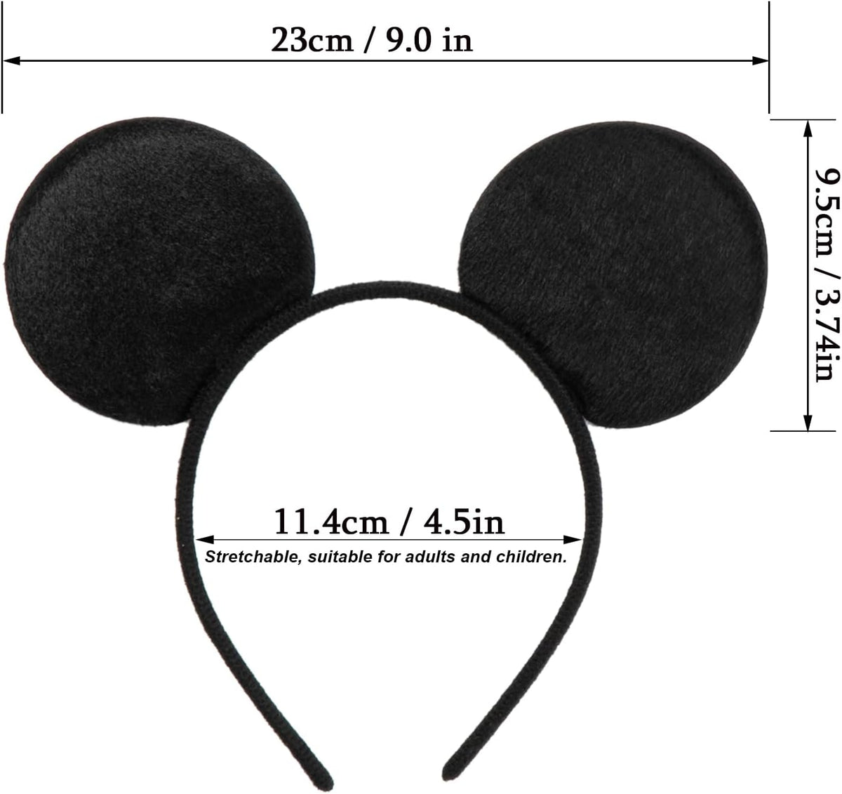 CHuangQi solid black mouse ears headband, 2 pack with plush covered band - view 2