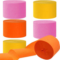 We Moment Dusty Blue Light Blue White Crepe Paper Streamers 1.8 Inch - Pink Orange Yellow