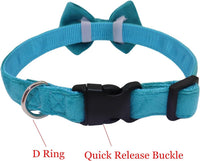 Dog Collar with Bowtie Soft Velvet Material with Quick Release Buckle - M / Blue - image 2