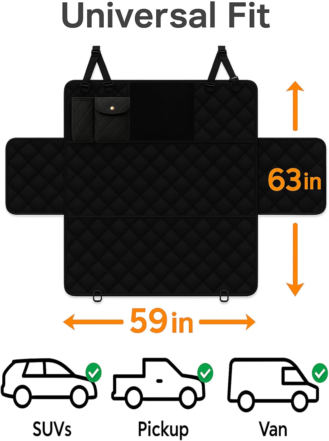 fidozen Dog Car Seat Cover, Waterproof Hammock with Pocket - Large 59" W - image 4