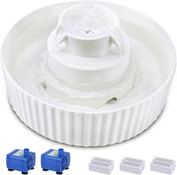 Lawfery Ceramic Cat Water Fountain - White
