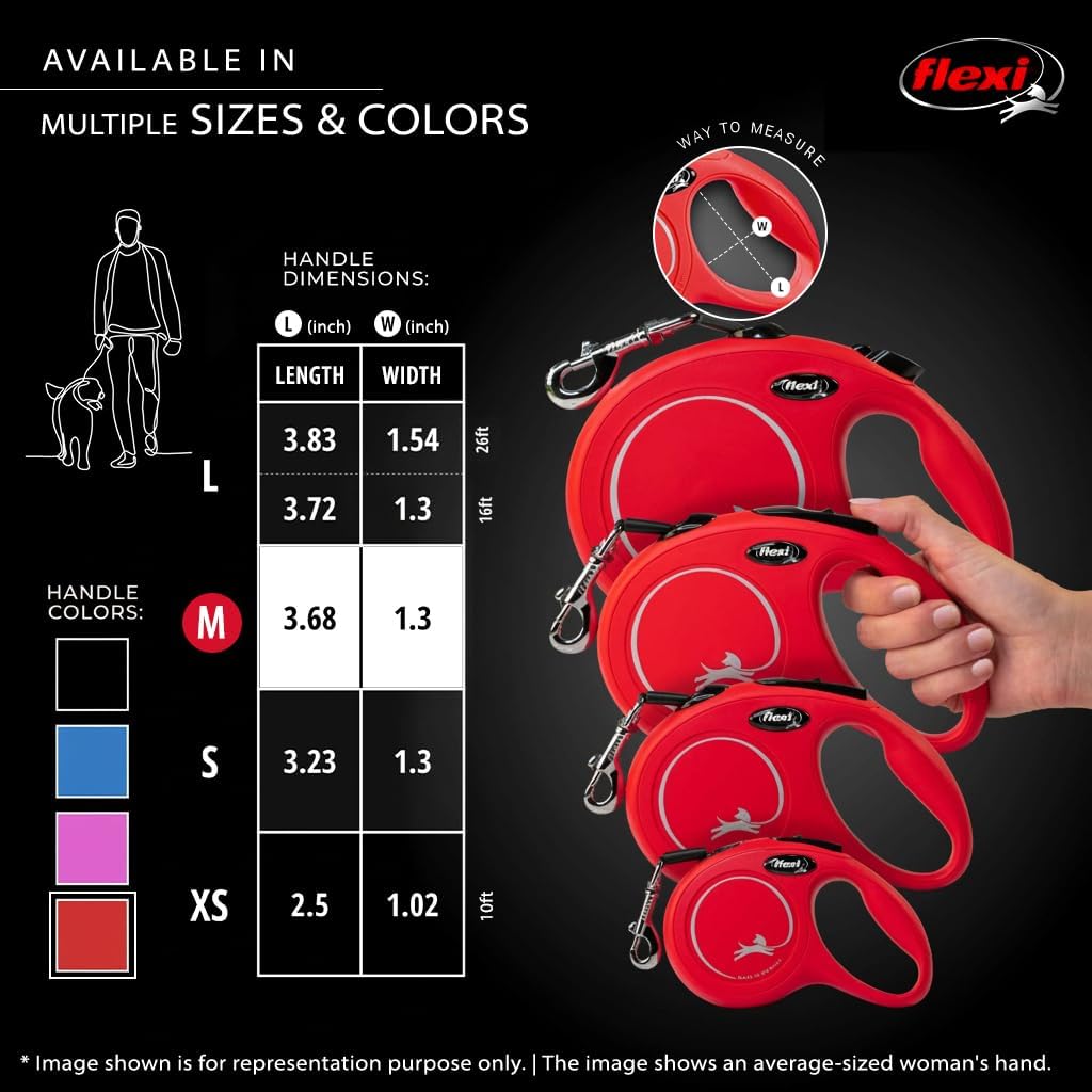 FLEXI Classic Cord Retractable Dog Leash - Red / Medium - 16 ft (Cord) - image 4