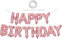 TONIFUL 16 Inch Black Happy Birthday Balloons Banner Decorations - Rose Gold