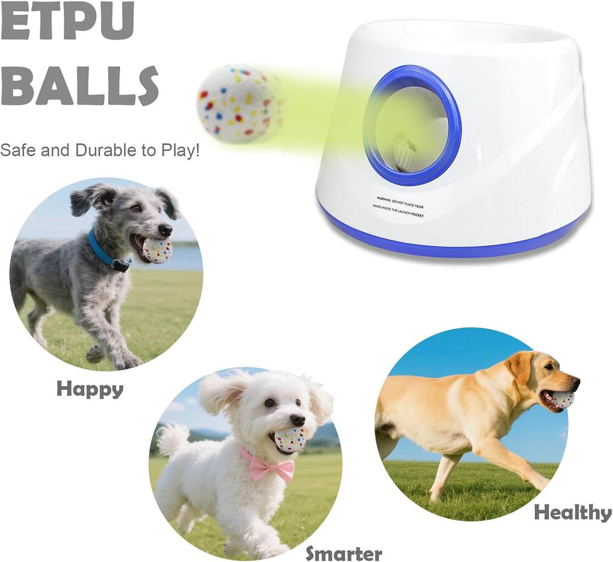 MEKAPLE Automatic Dog Ball Launcher - Blue - image 2