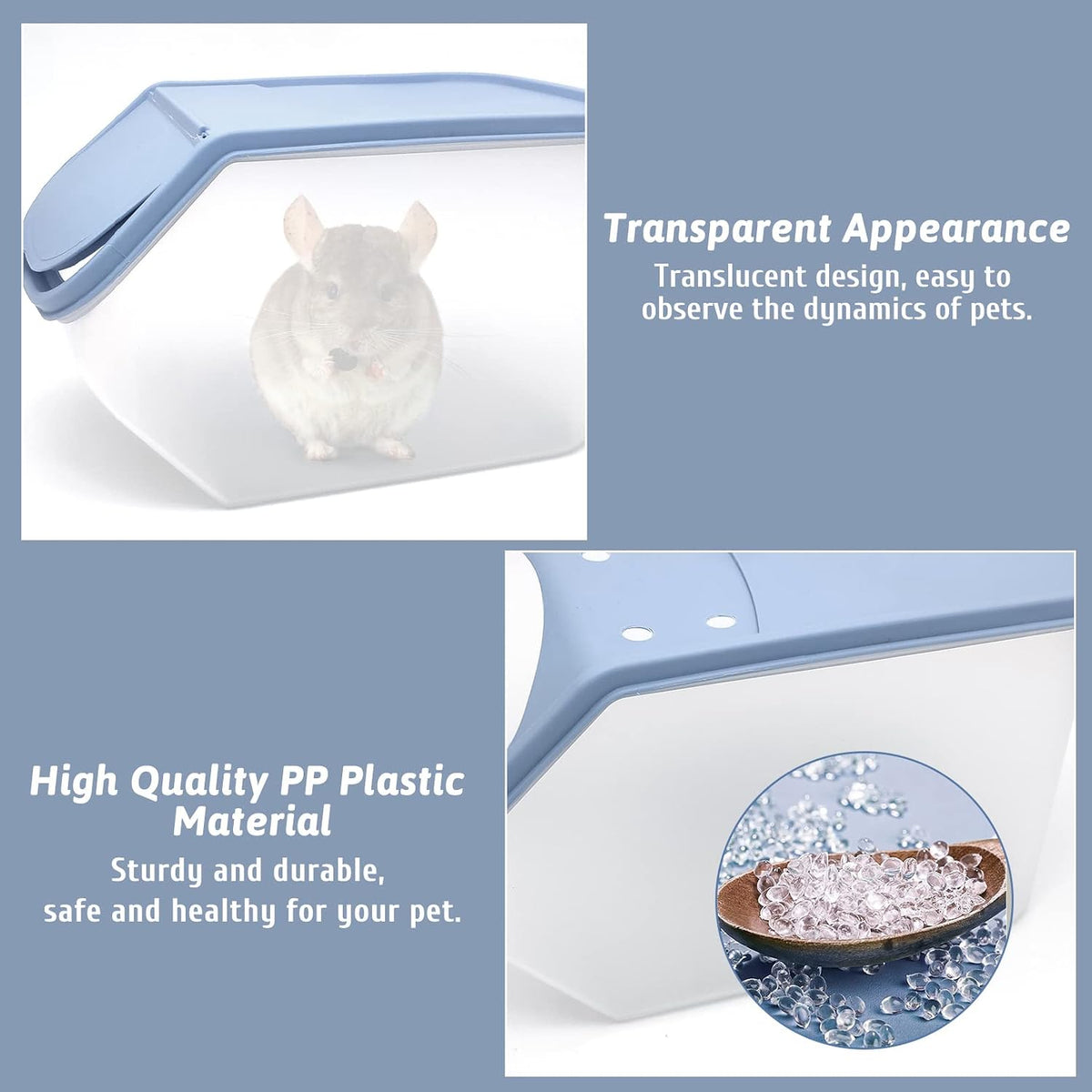 BNOSDM Chinchilla Sand Bath Container Hamster Dust Tub House – Essentials for Small Pets - Blue - image 3