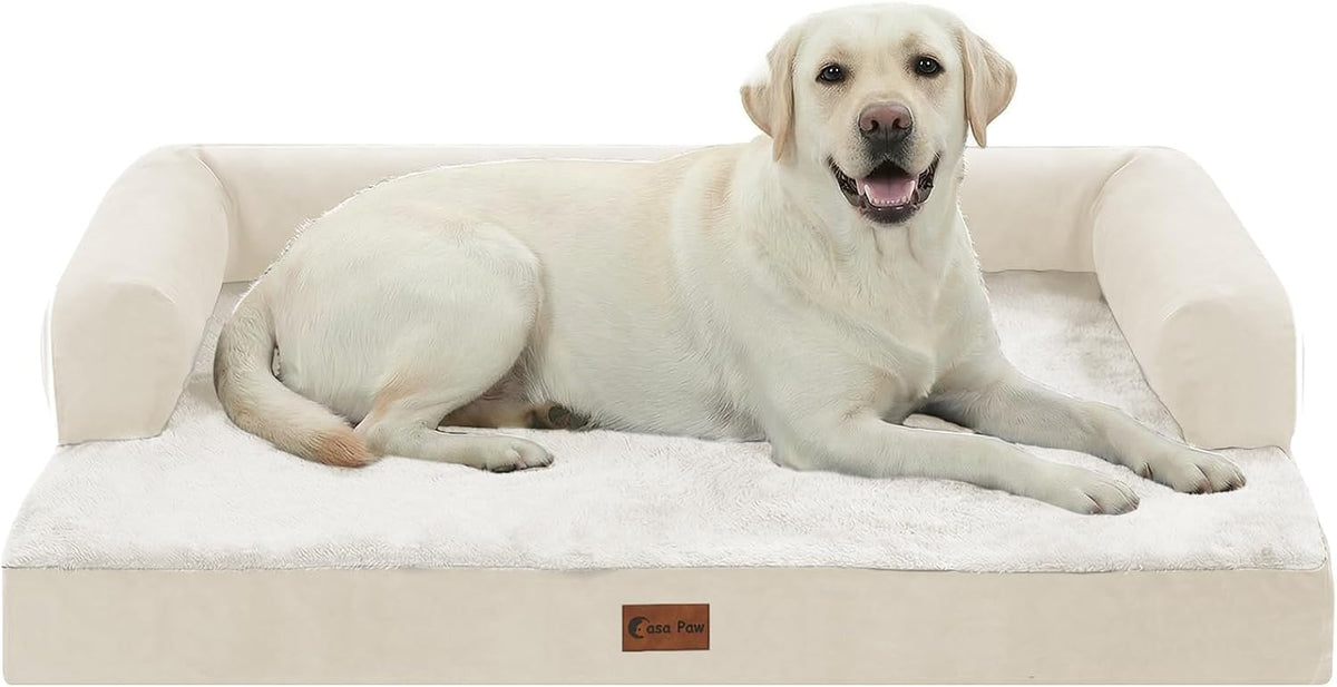 Orthopedic Washable Dog Bed for Extra Large Dogs - Beige / 45.0"L x 35.0"W x 8.0"Th