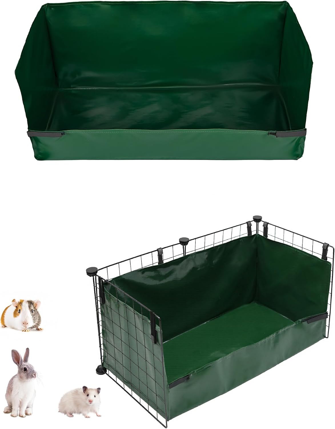Guinea Pig Litter Box, Hay Holder, Cage Liner - 28"x13"x11.8" / Green