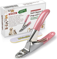 Dog Cat Pets Nail Clippers, Professional Pets Claw Trimmer with Free Nail File, Sharp Stainless Steel Blade, Sturdy Non Slip Handles - for Safe, Professional at Home Grooming