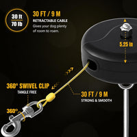 30ft Retractable Dog Tie Out Cable and Stake