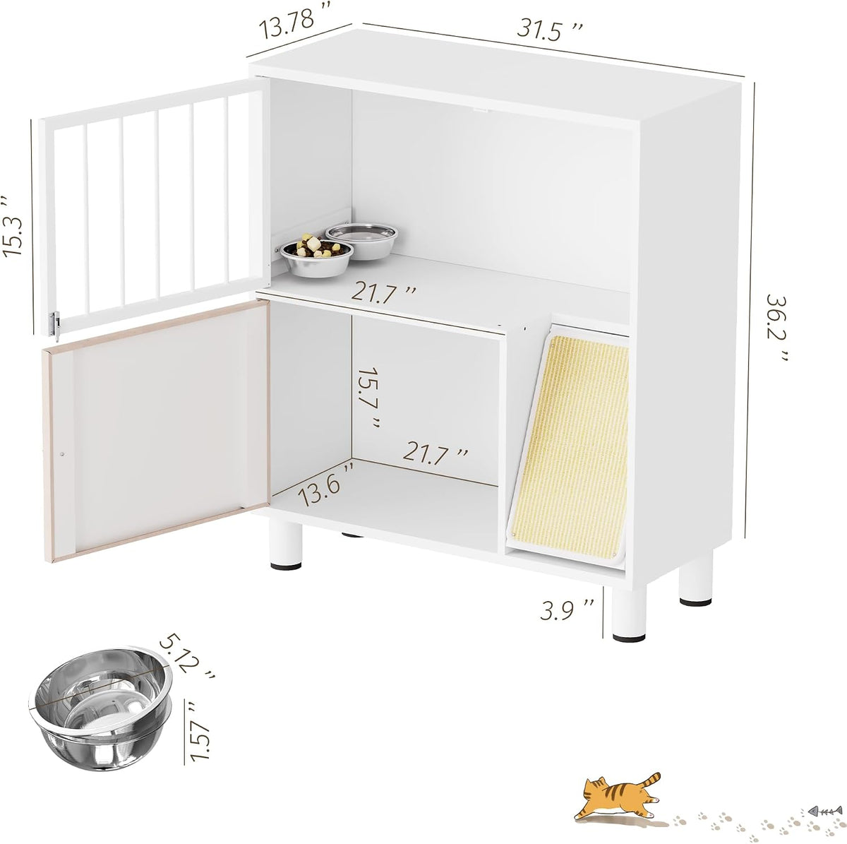 Metal Cat Feeding Station, Dog Proof Cat Feeding Station - Metal White - image 2