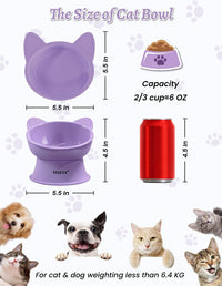 YINEYA 2 Pack Cat Food Bowls Elevated Design for Neck Comfort - Purple&Cyan - image 4