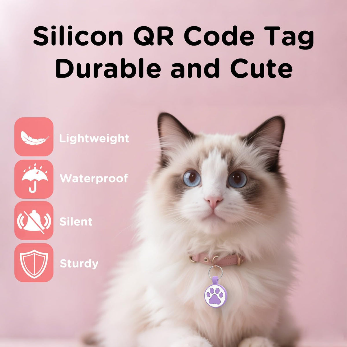 Personalized Dog Tag, Laser Engraving QR Code - Medium to Large Breeds - 1.25" / Purple - image 2