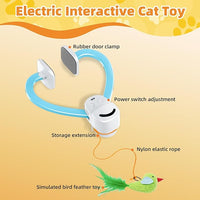 Interactive Cat Toys for Indoor Cats Automatic Electric Flying Bird Feather Mouse Toy - Best Kitten & Adult Cat Enrichment Mouse cat Toy Hanging Electric Kitty Toys for Bored Cats（Blue）