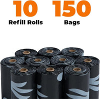 Best Pet Supplies Poop Bags for Dogs, 50% Post-Consumer Recycled Content dog waste bags on rolls, fits all poop bag holders for leashes - Black, 150 Count, Unscented