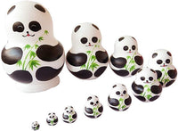 Unigift 10 piece handmade wooden panda with bamboo Russian nesting dolls matryoshka set