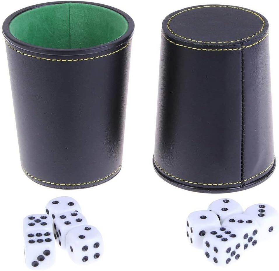 LoKii black and purple leather dice cups with felt lining and dot dice - view 8