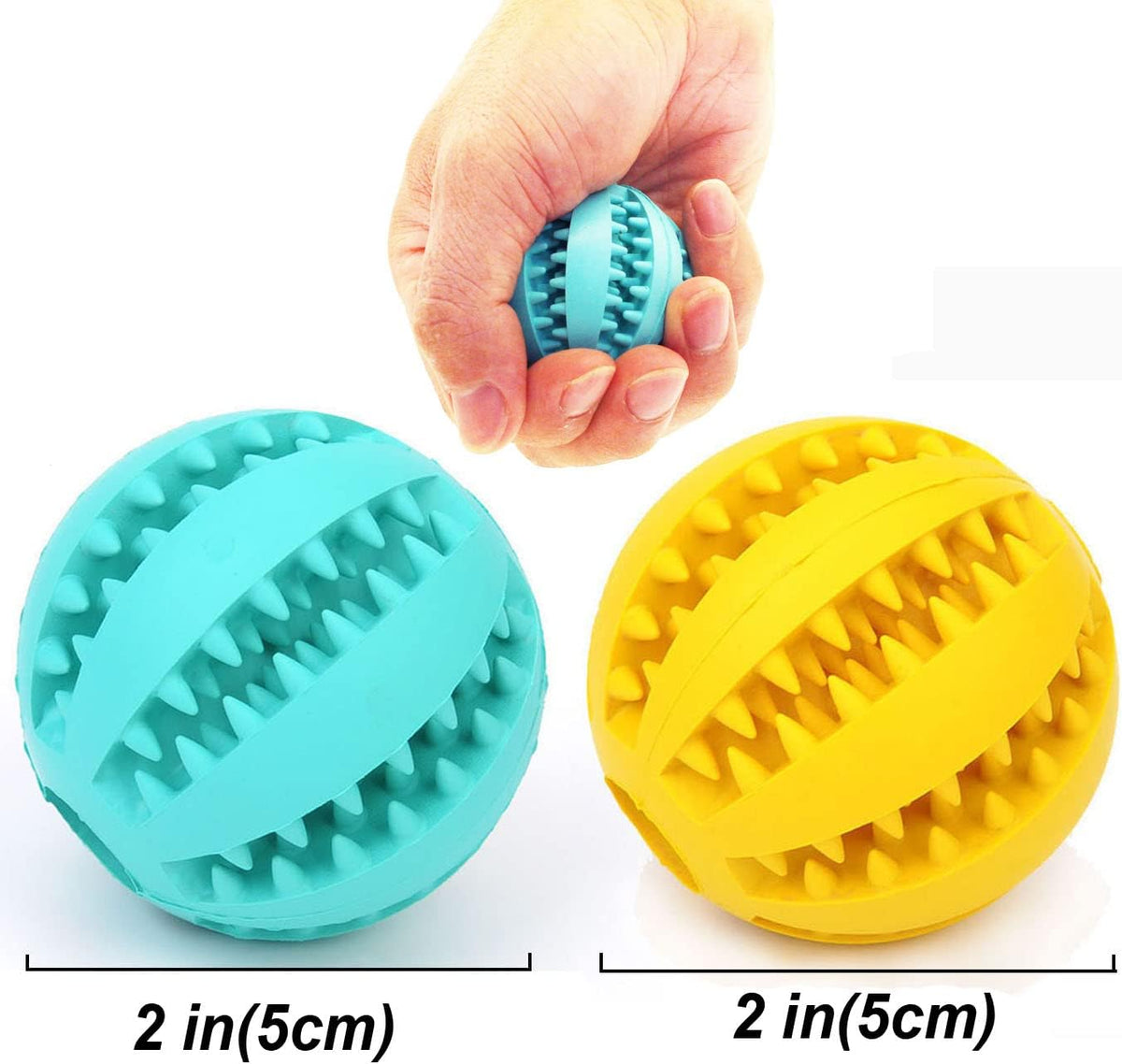 Sunglow 2 Pack Dog Toy Ball – Essentials for Dogs - Yellow/Blue / 2 in - image 2