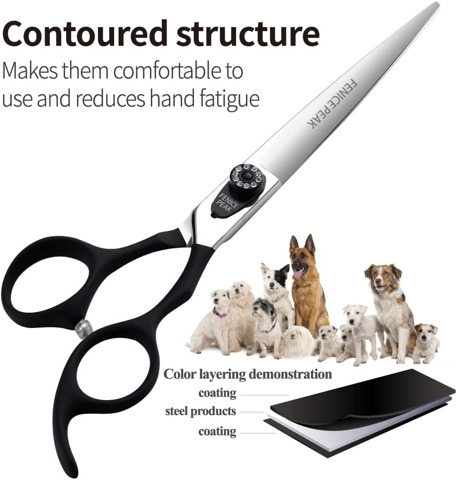 7.0'' Professional Dog Grooming Scissors Set with Black Non-Slip - Straight Shear / 8.0'' - image 3
